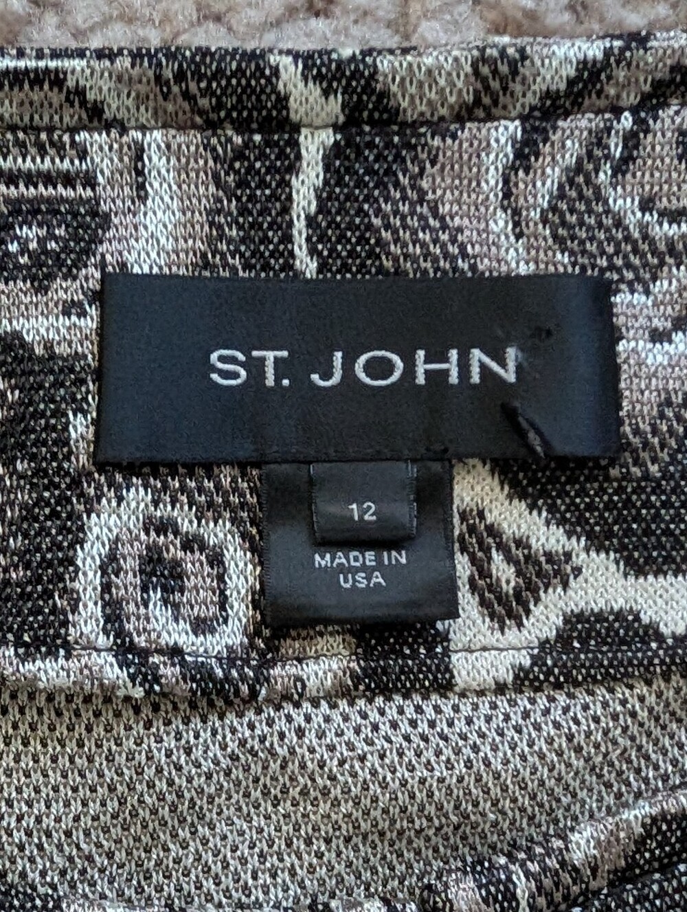 St. John Womens Black Cream Neutral Floral Print Knit Cardigan Sweater Size 12 - Picture 6 of 13